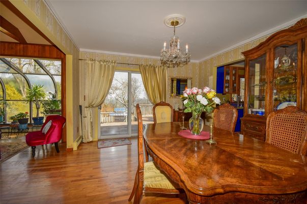 Chandelier, Dining room, Interior, Wood Texture Flooring
