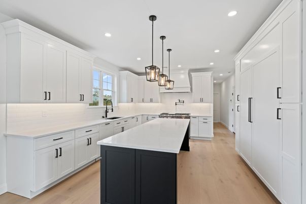 Interior, Kitchen, Pendant Lights, Recessed Lighting, Wood Texture Flooring
