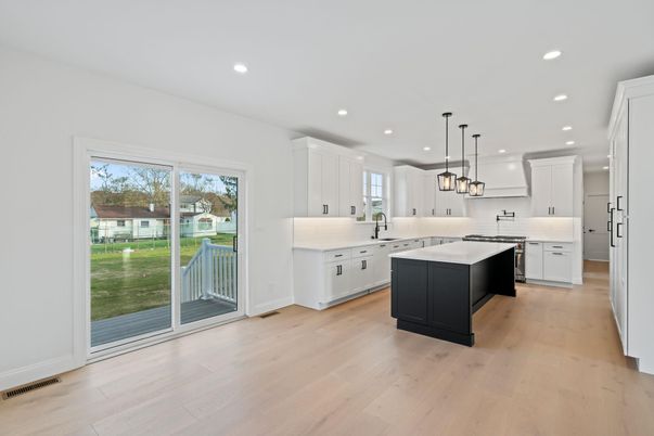 Interior, Kitchen, Pendant Lights, Recessed Lighting, Wood Texture Flooring