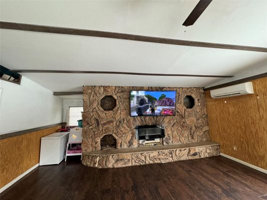 Fireplace, Interior, Stone Walls, Wood Texture Flooring