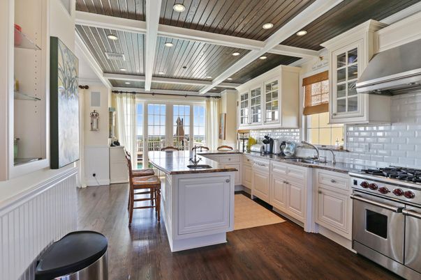 Interior, Kitchen, Recessed Lighting, Stainless Steel Appliances, Wooden Ceilings, Wood Texture Flooring