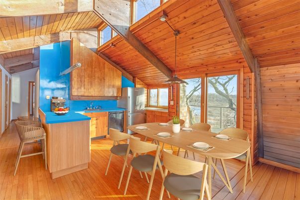 Dining room, Interior, Kitchen, Pendant Lights, Wooden Beams, Wooden Ceilings, Wood Texture Flooring, Wooden Walls
