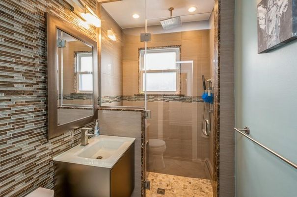 Bathroom, Glass Shower, Interior, Recessed Lighting