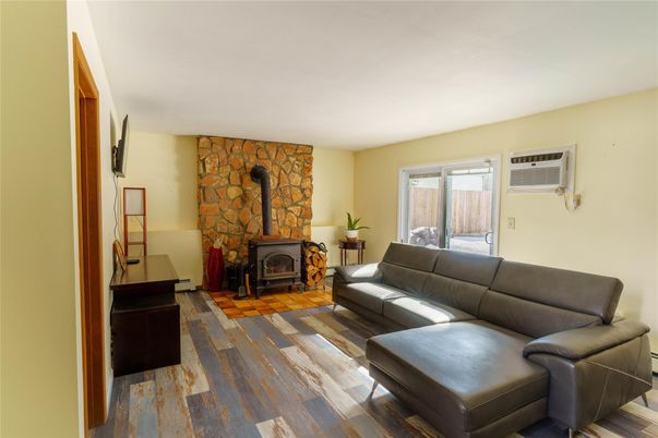 Fireplace, Interior, Living room, Stone Walls, Wood Texture Flooring