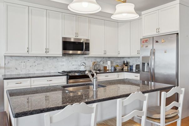 Interior, Kitchen, Pendant Lights, Stainless Steel Appliances, Wood Texture Flooring