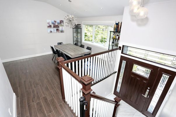 Dining room, Interior, Pendant Lights, Recessed Lighting, Wood Texture Flooring