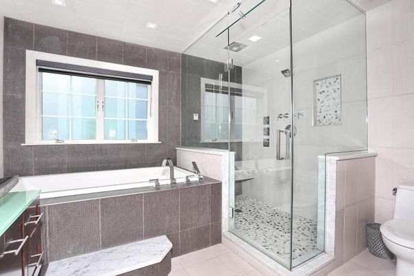 Bathroom, Glass Shower, Interior, Recessed Lighting