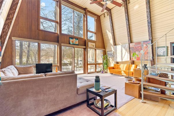 Interior, Living room, Sun Room, Wood Texture Flooring, Wooden Walls