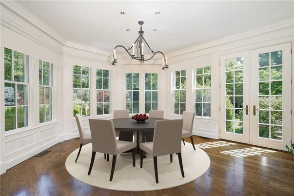 Chandelier, Dining room, Interior, Pendant Lights, Wood Texture Flooring