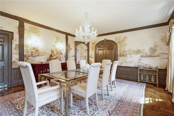 Chandelier, Dining room, Interior, Wood Texture Flooring