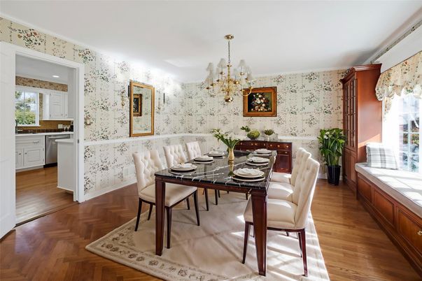 Chandelier, Dining room, Interior, Wood Texture Flooring
