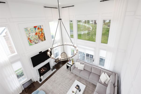 Fireplace, Interior, Living room, Pendant Lights, Wood Texture Flooring