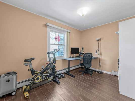 Fitness Equipment, Home Office, Interior, Wood Texture Flooring