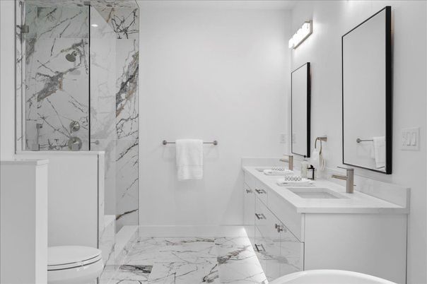 Bathroom, Dual Sink Vanities, Interior, Marble, Marble Walls