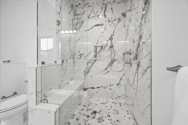 Bathroom, Glass Shower, Interior, Marble Walls