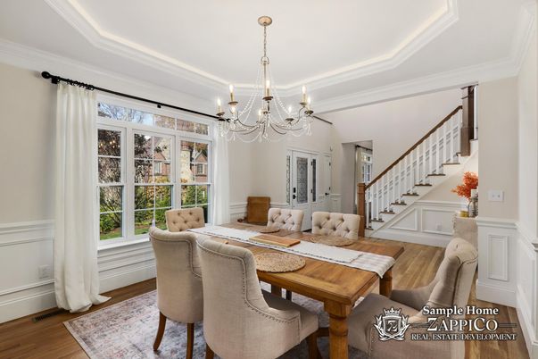 Chandelier, Dining room, Interior, Wood Texture Flooring