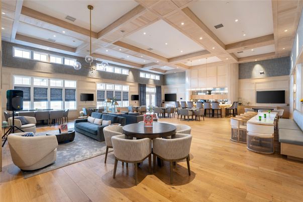 Dining room, Interior, Living room, Pendant Lights, Recessed Lighting, Wood Texture Flooring