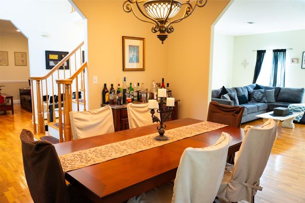 Chandelier, Dining room, Interior, Living room, Wood Texture Flooring