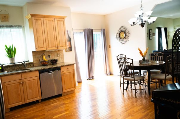 Chandelier, Dining room, Interior, Kitchen, Wood Texture Flooring