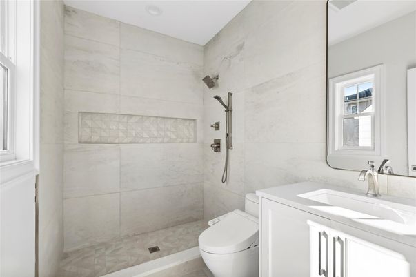 Bathroom, Interior, Marble Walls, Recessed Lighting