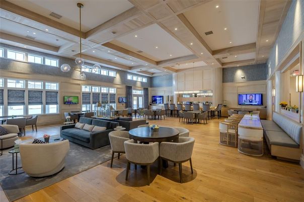 Dining room, Interior, Living room, Pendant Lights, Recessed Lighting, Wood Texture Flooring