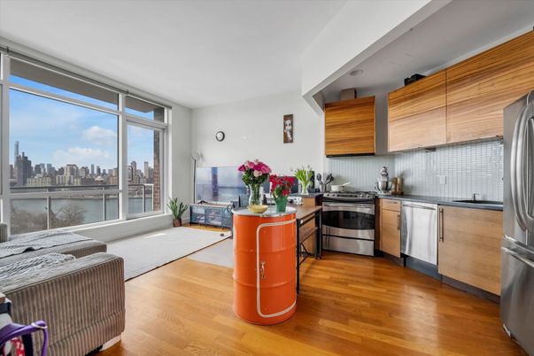 Interior, Kitchen, Stainless Steel Appliances, Water, Wood Texture Flooring