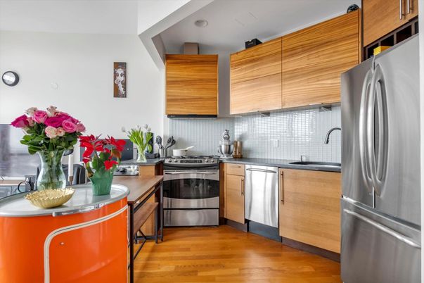 Interior, Kitchen, Stainless Steel Appliances, Wood Texture Flooring