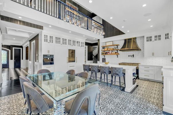 Dining room, Interior, Kitchen, Recessed Lighting, Wood Texture Flooring