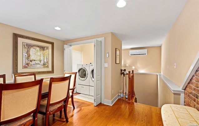 Dining room, Interior, Recessed Lighting, Utility Closets, Washer, Wood Texture Flooring