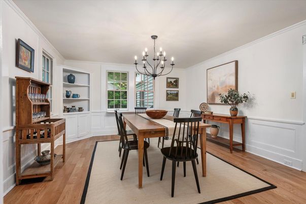 Chandelier, Dining room, Interior, Wood Texture Flooring