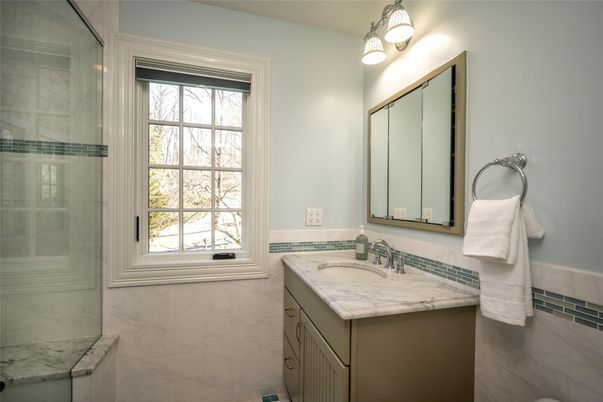 Bathroom, Glass Shower, Interior, Marble Walls