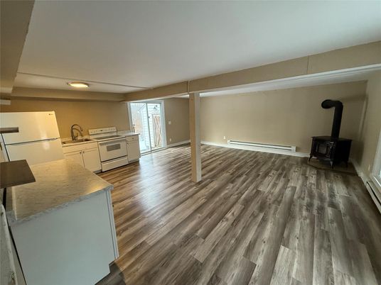 Interior, Kitchen, Recessed Lighting, Wood Texture Flooring