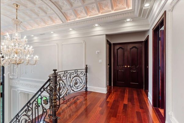 Chandelier, Interior, Recessed Lighting, Wood Texture Flooring