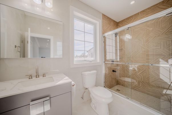 Bathroom, Glass Shower, Interior, Recessed Lighting