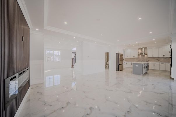 Interior, Kitchen, Marble, Pendant Lights, Recessed Lighting