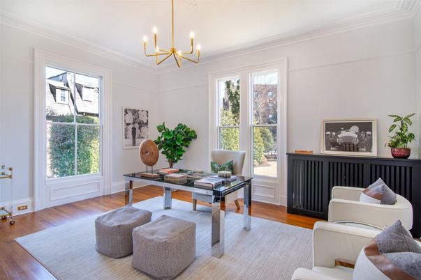 Chandelier, Home Office, Interior, Wood Texture Flooring