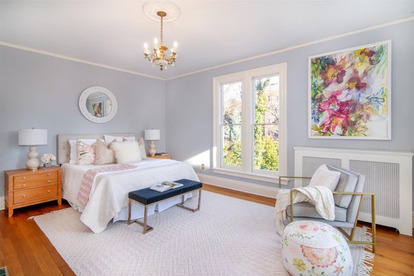 Bedroom, Chandelier, Interior, Wood Texture Flooring