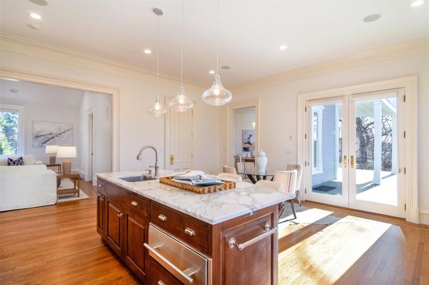 Dining room, Interior, Kitchen, Living room, Pendant Lights, Recessed Lighting, Wood Texture Flooring