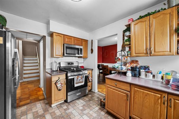 Interior, Kitchen, Stainless Steel Appliances, Wood Texture Flooring