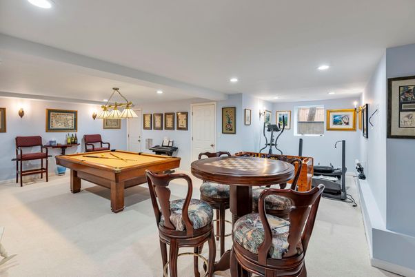 Billiard Table, Fitness Equipment, Game Room, Interior, Recessed Lighting