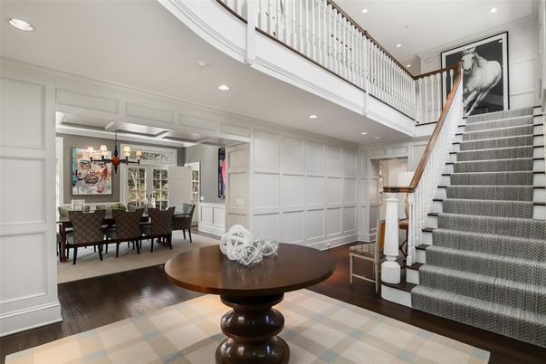 Dining room, Interior, Recessed Lighting, Wood Texture Flooring