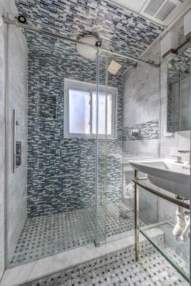 Bathroom, Glass Shower, Interior, Stone Walls