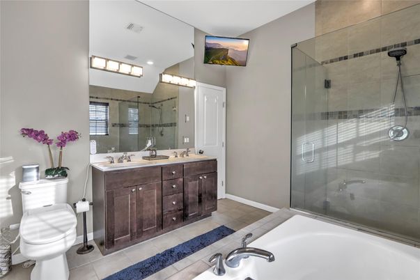 Bathroom, Dual Sink Vanities, Glass Shower, Interior