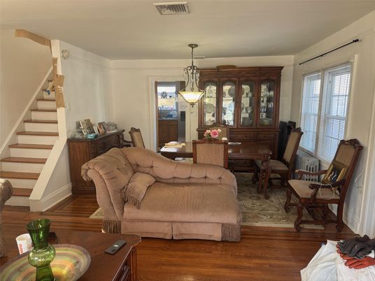 Dining room, Interior, Living room, Pendant Lights, Wood Texture Flooring
