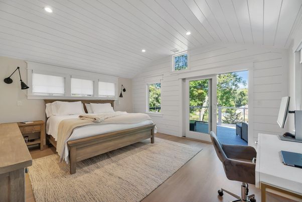 Bedroom, Home Office, Interior, Recessed Lighting, Wood Texture Flooring