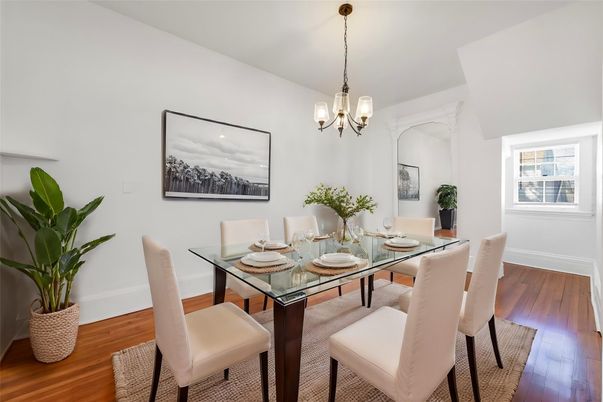 Chandelier, Dining room, Interior, Pendant Lights, Wood Texture Flooring