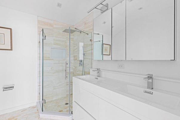 Bathroom, Glass Shower, Interior, Recessed Lighting