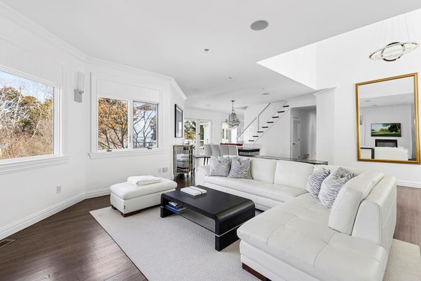 Chandelier, Dining room, Interior, Kitchen, Living room, Pendant Lights, Recessed Lighting, Wood Texture Flooring