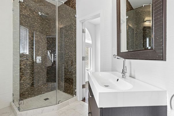Bathroom, Glass Shower, Interior, Marble