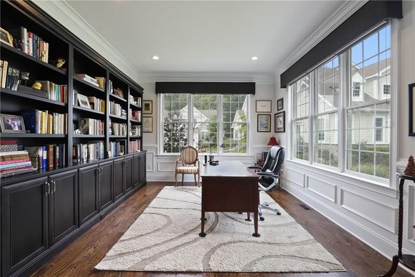 Home Office, Interior, Recessed Lighting, Wood Texture Flooring